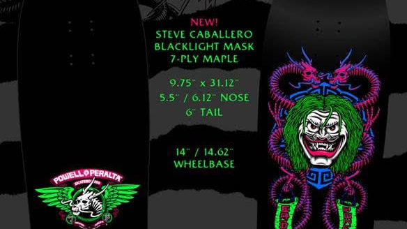 Powell Peralta Caballero Blacklight Mask 9.75" Skateboard Deck - SkateTillDeath.com