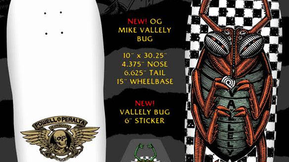 Powell Peralta Mike Vallely Bug White 10" Skateboard Deck & Tshirts! - SkateTillDeath.com