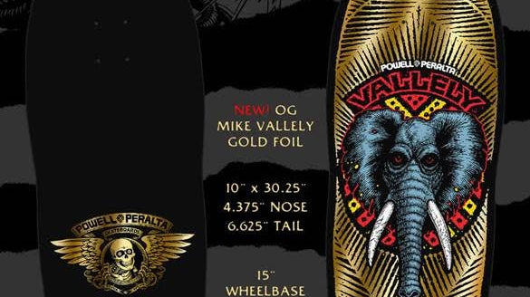 Pre-Order Now: Powell Peralta Mike Vallely Elephant Classic Deck (Gold Foil) 9.85" x 30" - SkateTillDeath.com