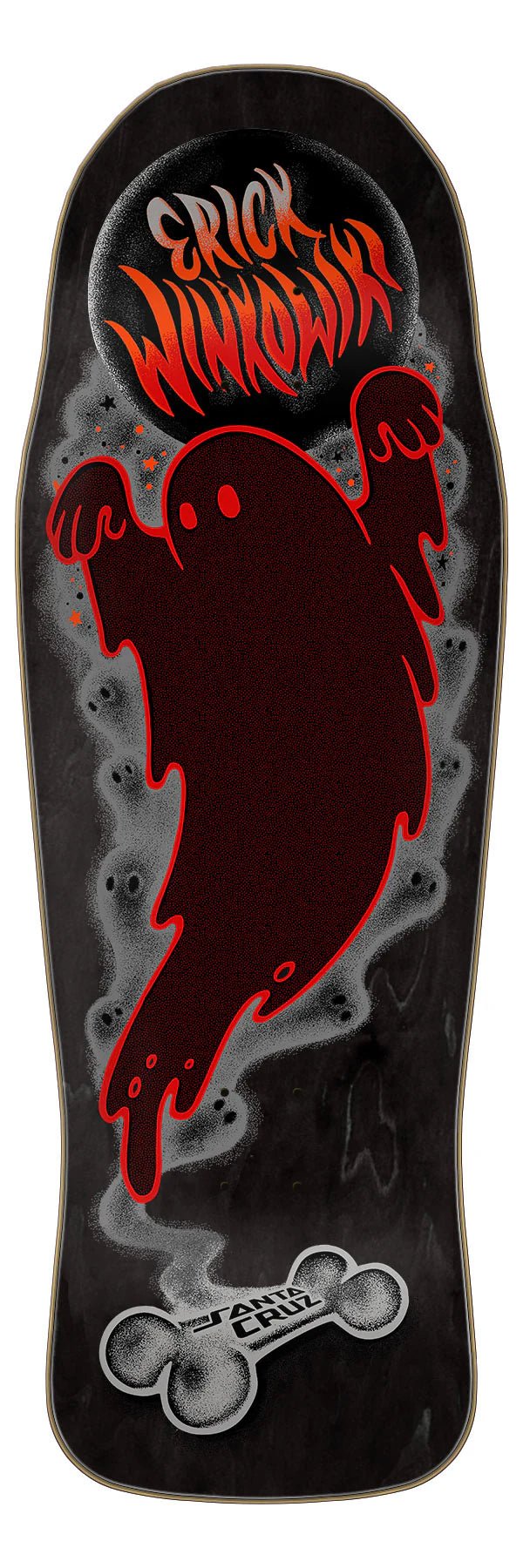 10.34in Winkowski Ghost Black Santa Cruz Shaped Skateboard Deck - SkateTillDeath.com