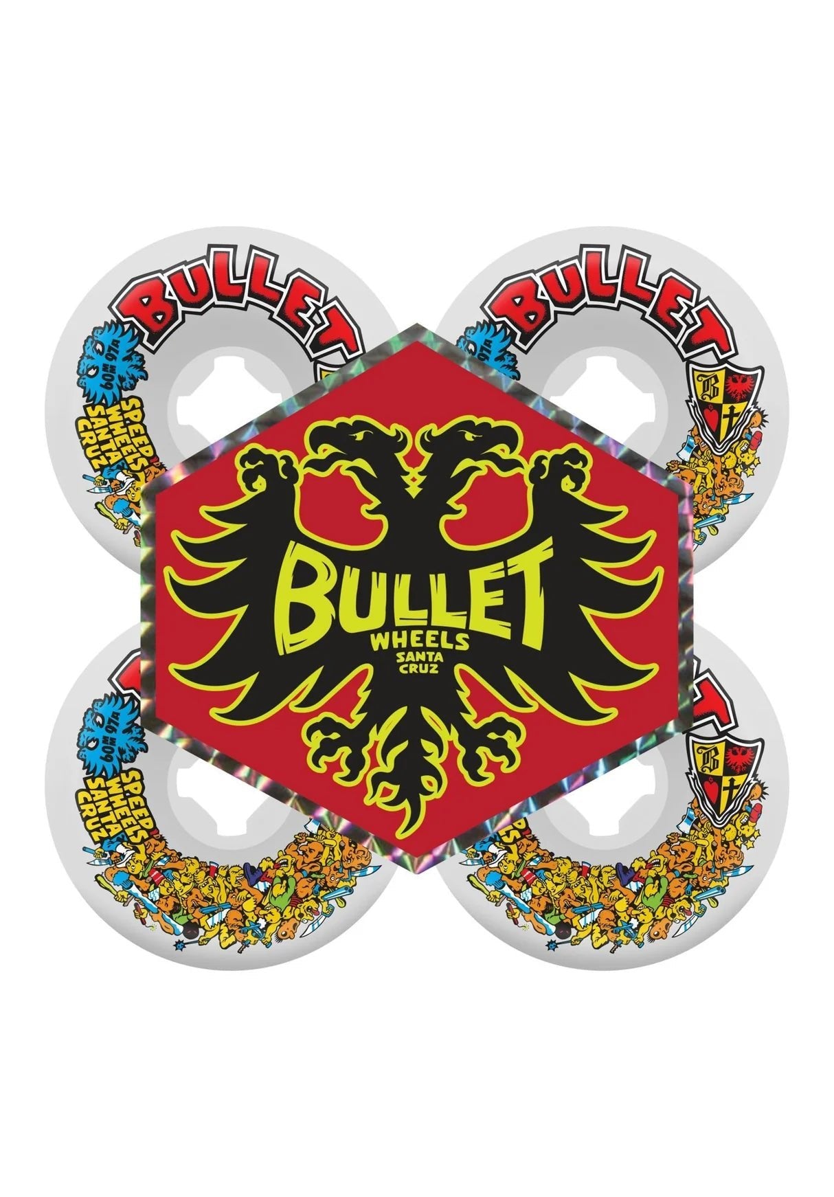 60mm Bullet Riot White Vomits 97a Slime Balls Skateboard Wheels - SkateTillDeath.com
