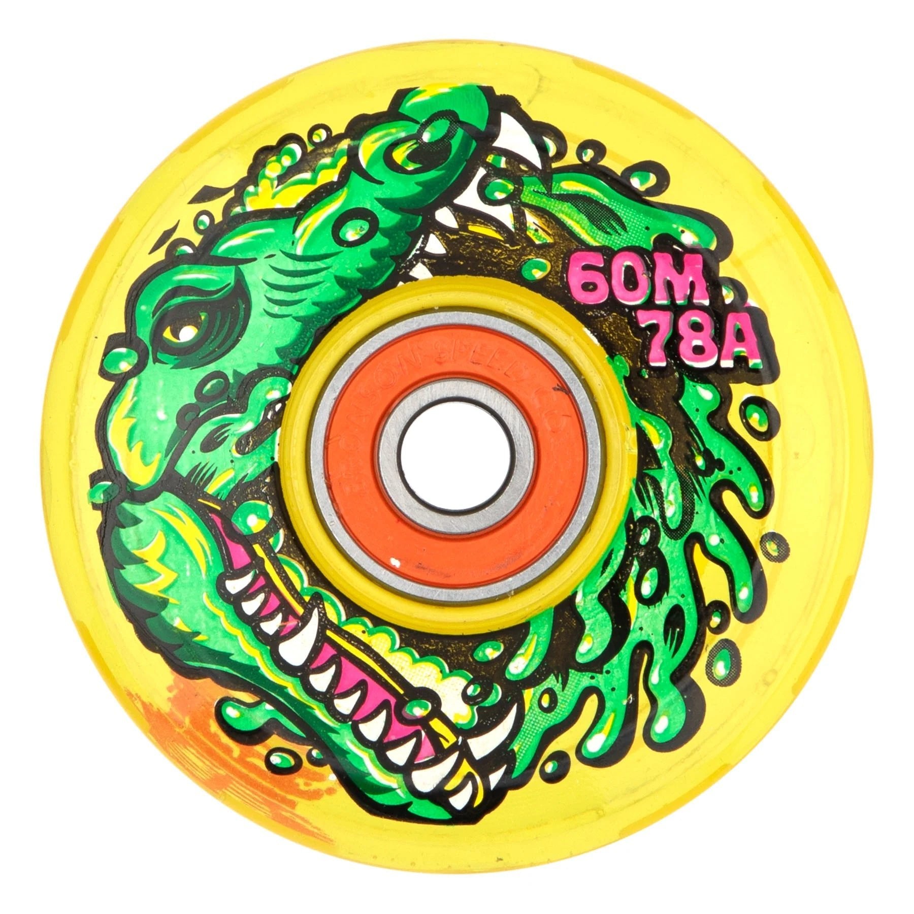 60mm Gator Swamp Spew Light Ups Yellow LED OG Slime 78a Slime Balls Skateboard Wheels - SkateTillDeath.com