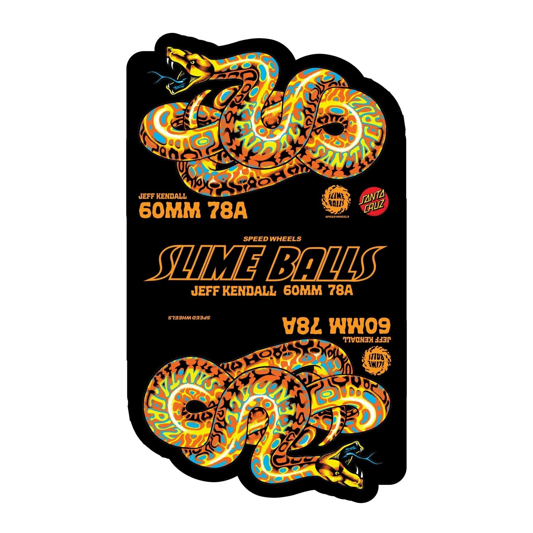 60mm Jeff Kendall Snake Yellow 78a Slime Balls Skateboard Wheels - SkateTillDeath.com