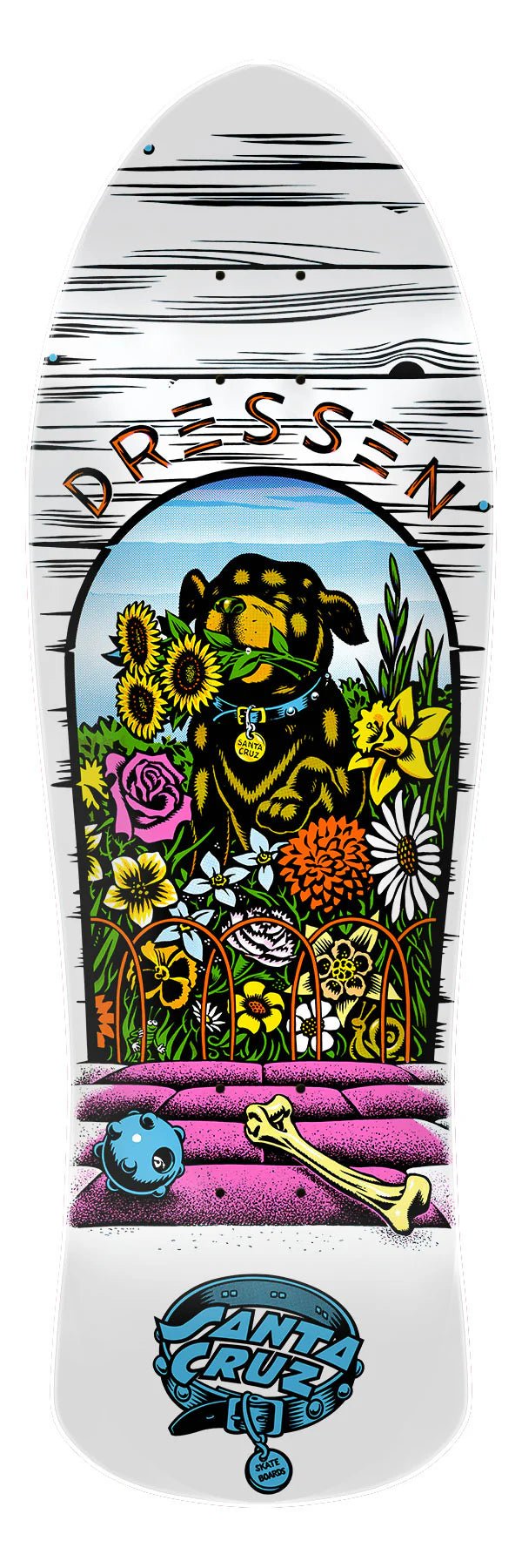 9.5in Dressen Pup Reissue Santa Cruz Skateboard Deck - SkateTillDeath.com