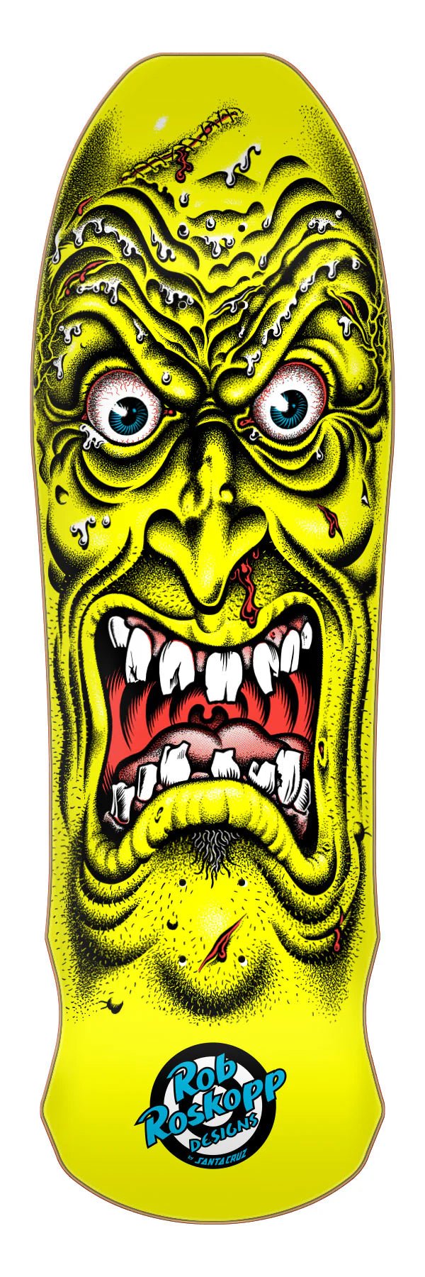 9.5in Rob Roskopp Face Yellow Reissue Santa Cruz Skateboard Deck - SkateTillDeath.com