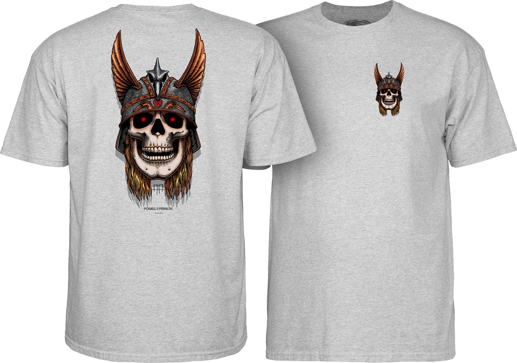 Powell Peralta Andy Anderson Skull T-Shirt - Athletic Heather - SkateTillDeath.com