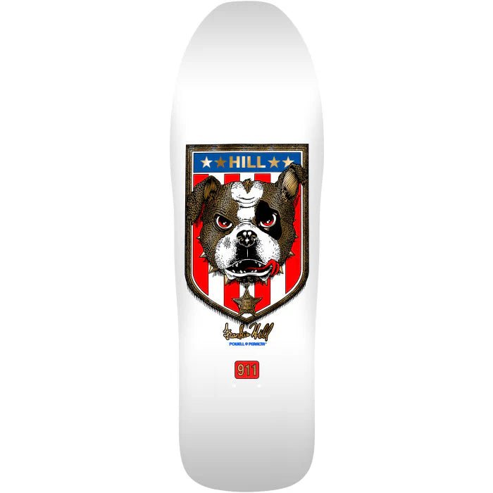 POWELL PERALTA FRANKIE HILL "BULLDOG" White w/ Gold Foil 10" SKATEBOARD DECK - SkateTillDeath.com