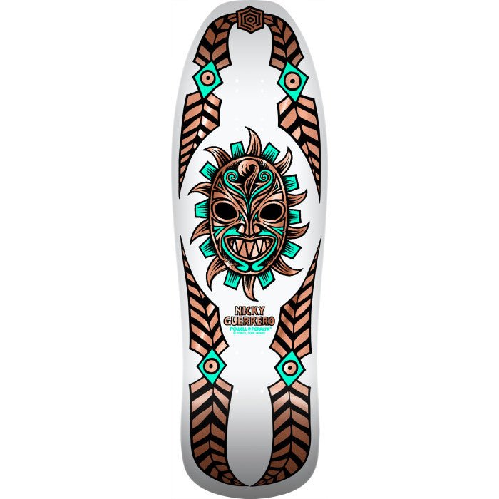 Powell Peralta Nicky Guerrero Mask Skateboard Deck White / Coper Foil - 10 x 31.75 - SkateTillDeath.com