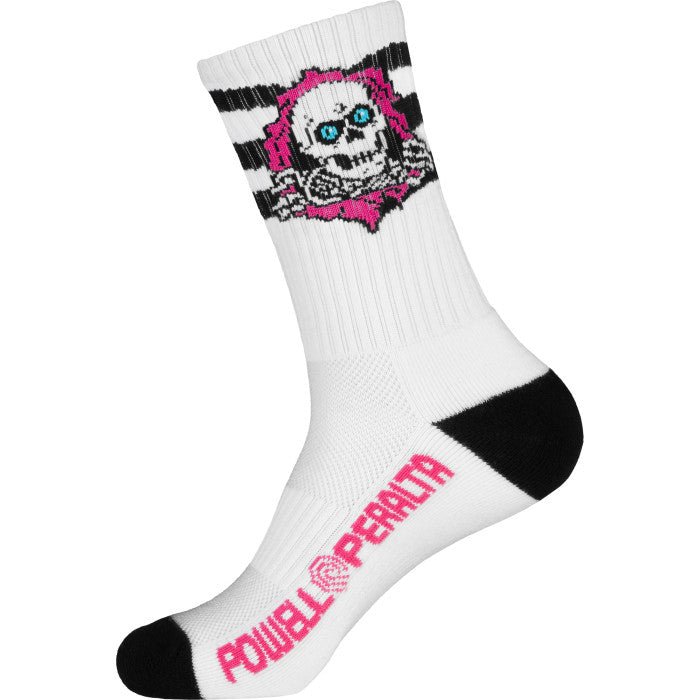 Powell Peralta Ripper Cotton Socks Stripes Pink/Black/White - SkateTillDeath.com