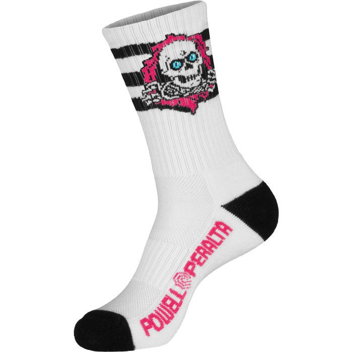 Powell Peralta Ripper Cotton Socks Stripes Pink/Black/White - SkateTillDeath.com