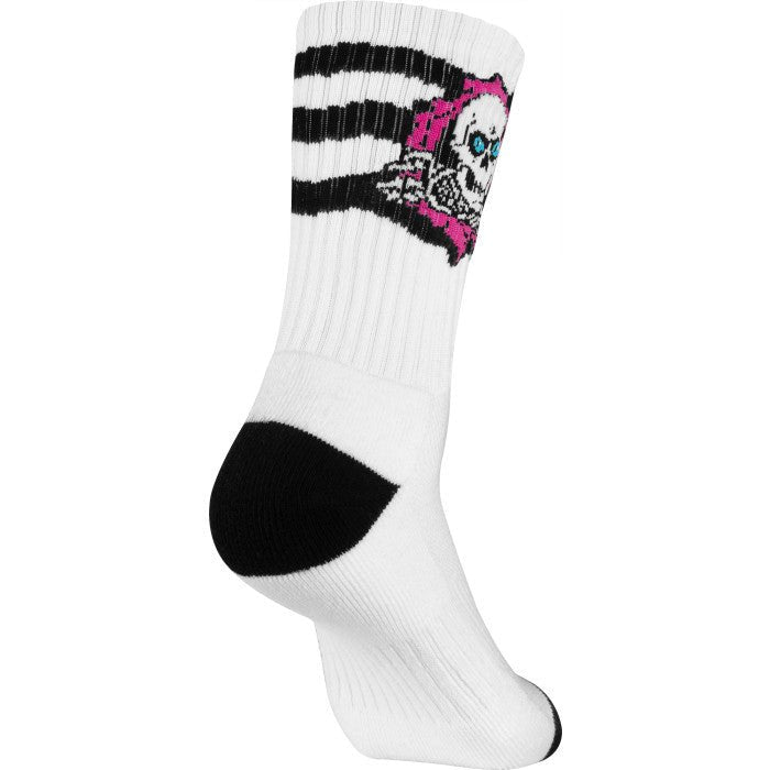 Powell Peralta Ripper Cotton Socks Stripes Pink/Black/White - SkateTillDeath.com