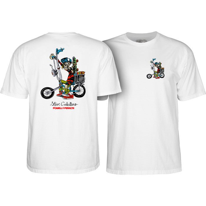Powell Peralta Steve Caballero Chopper Bike T-Shirt White - SkateTillDeath.com