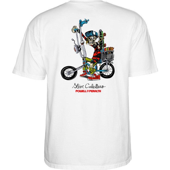 Powell Peralta Steve Caballero Chopper Bike T-Shirt White - SkateTillDeath.com