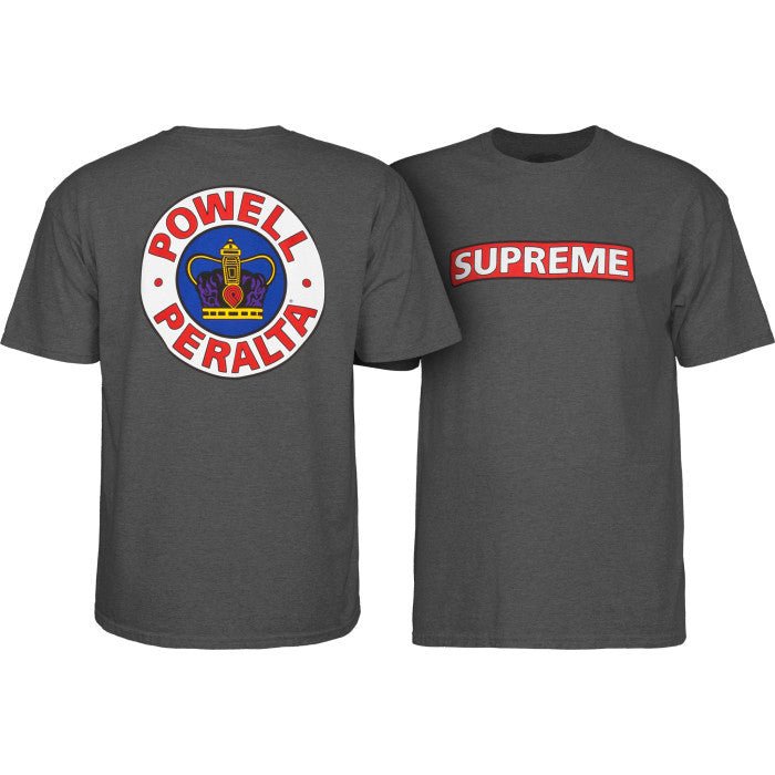 Powell Peralta Supreme T-Shirt Charcoal Heather - SkateTillDeath.com