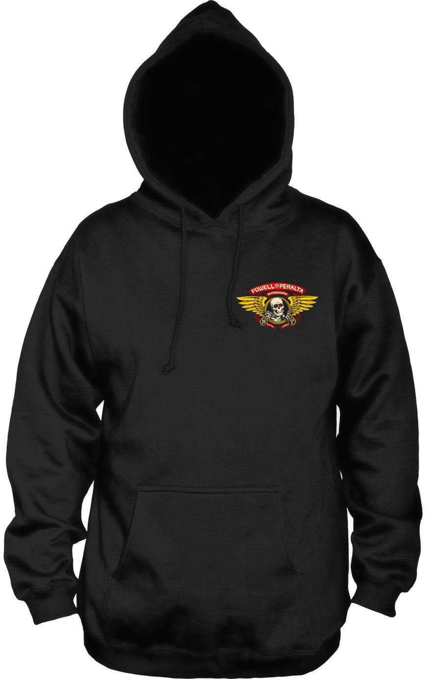 Powell Peralta Winged Ripper Hooded Sweatshirt Black - SkateTillDeath.com