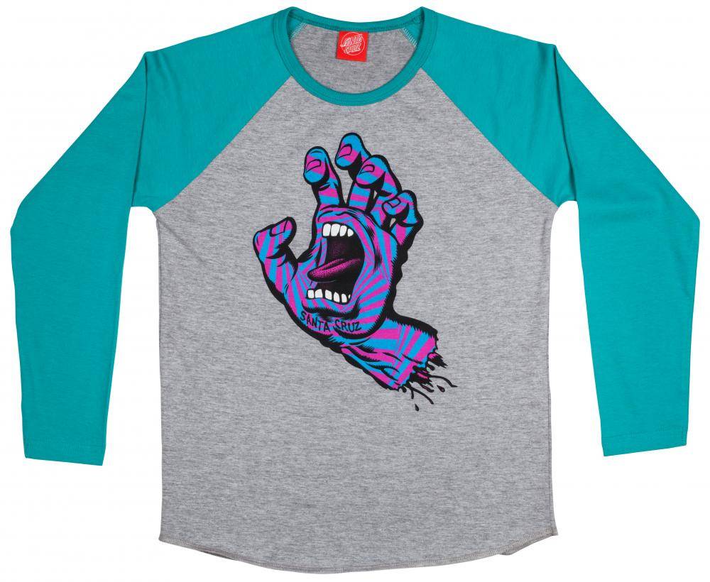 Santa Cruz Youth L/S T Shirt Party Baltic Blue/Dark Heather - SkateTillDeath.com