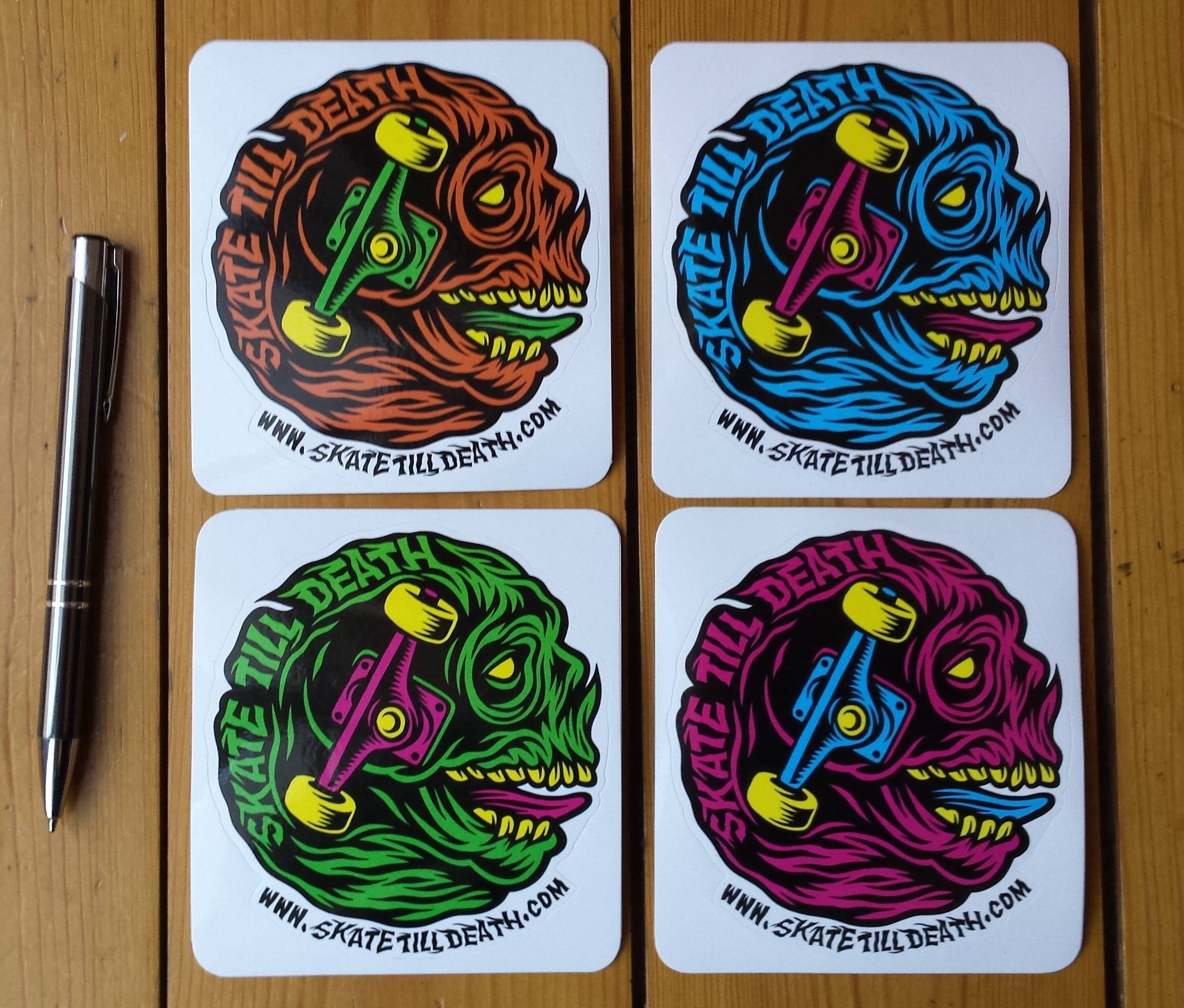 Stickers Skate Till Death (Pack of 4 different colours) - SkateTillDeath.com