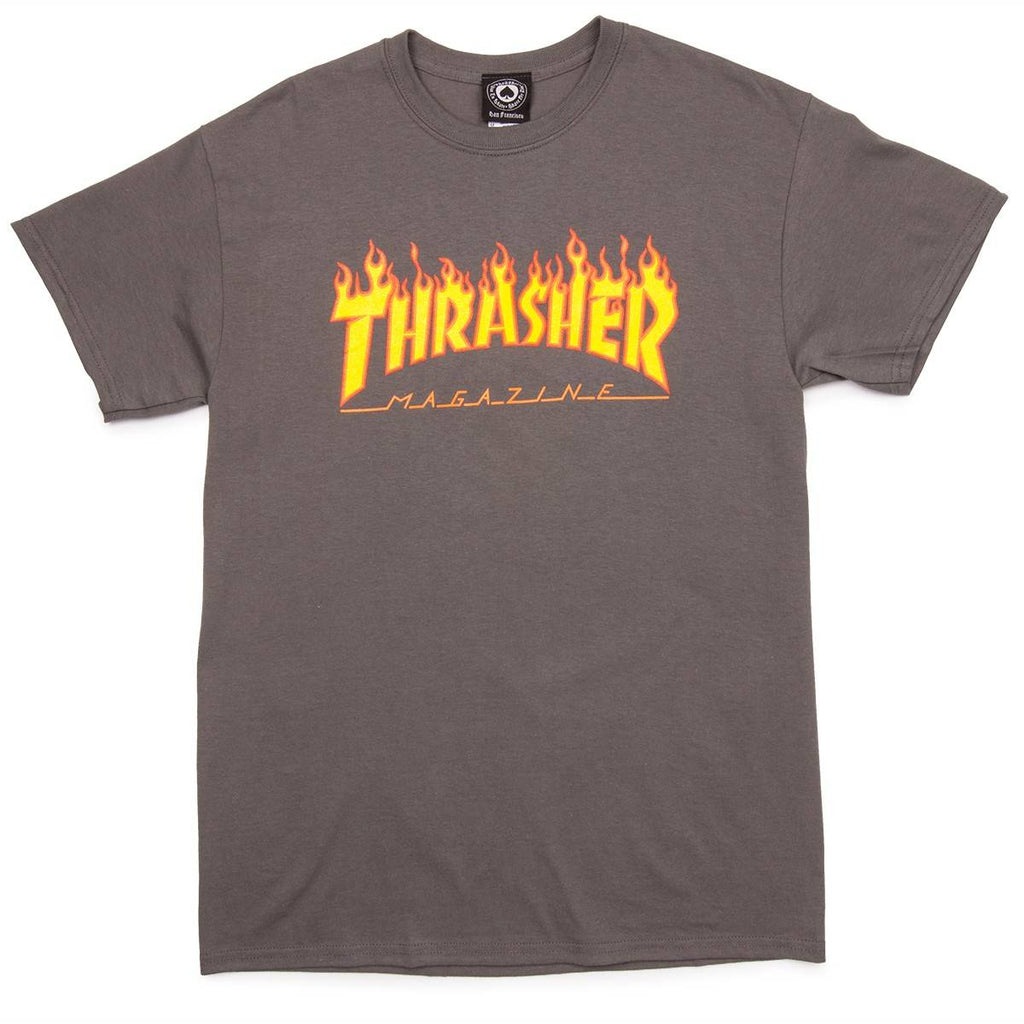 T-Shirt Thrasher Flame Charcoal - SkateTillDeath.com