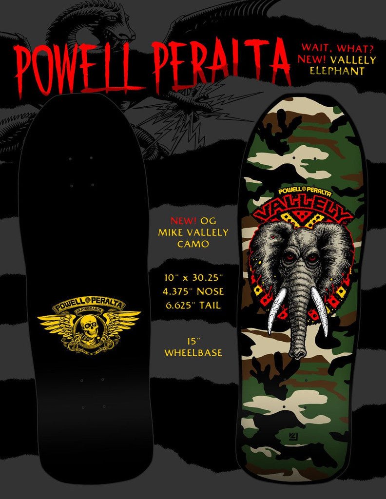 Powell Peralta Mike Vallely Elephant Classic Deck CAMO announced for April 24 - SkateTillDeath.com