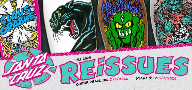 Santa Cruz Skateboards Fall 2026 Reissues: A Deep Dive into the Natas Sketch Panther, Rankine Monster, Grabke Exploding Clock, Roskopp 5, and More - SkateTillDeath.com