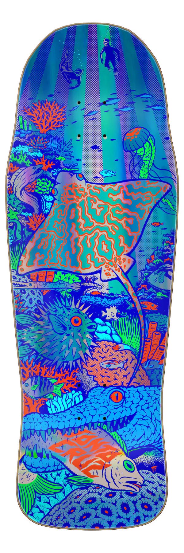 10.34in Winkowski Aquatic Prismatic Santa Cruz Shaped Skateboard Deck - SkateTillDeath.com