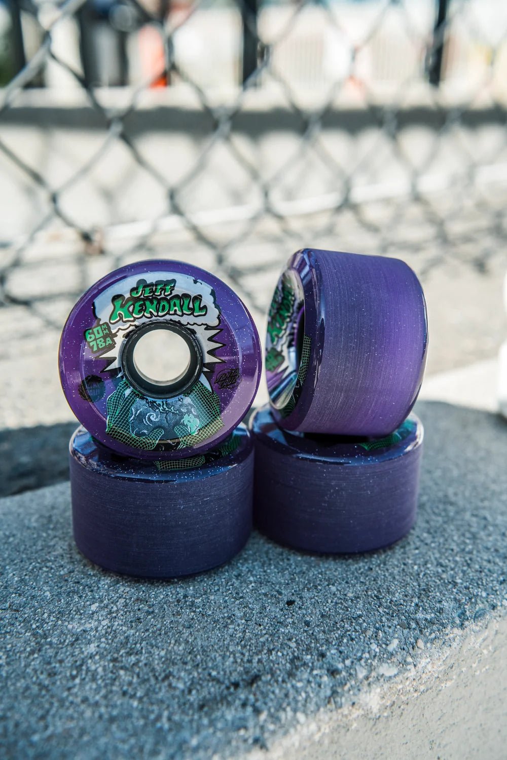 60mm Jeff Kendall End Of The World 78a Purple Glitter Slime Balls Skateboard Wheels - SkateTillDeath.com