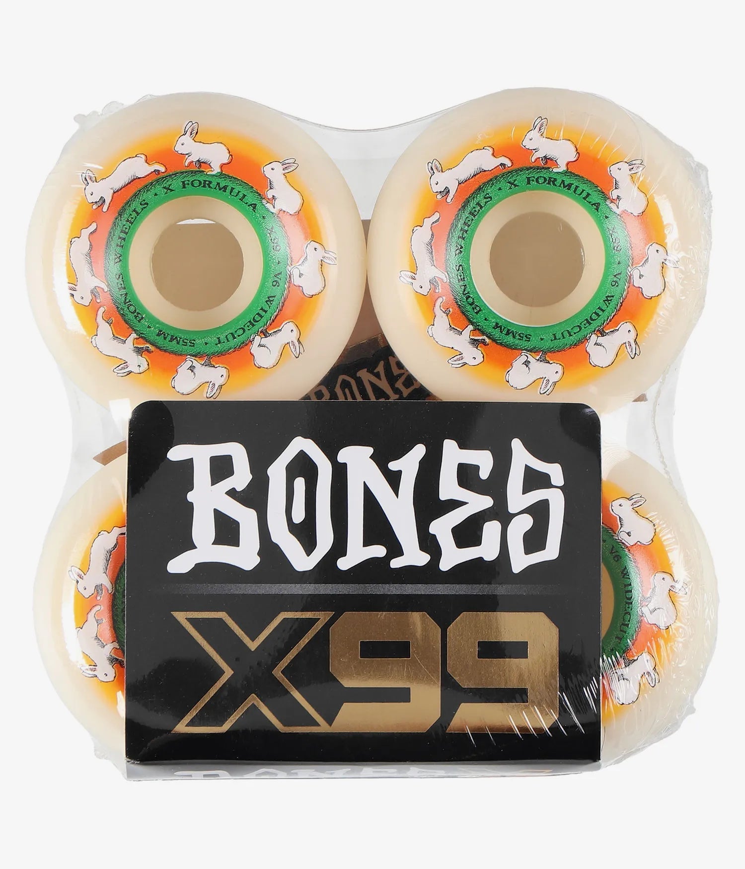 BONES RUNNY BUNNY X FORMULA V6 WHEELS (WHITE) 55 MM 99A 4 PACK - SkateTillDeath.com
