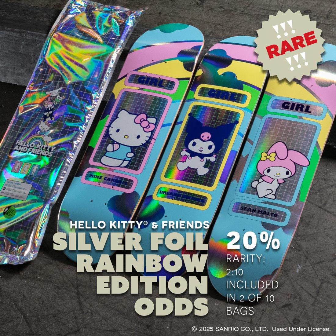 Girl x Hello Kitty Mike Carroll Rainbow 8.5″ Skateboard Deck - SkateTillDeath.com