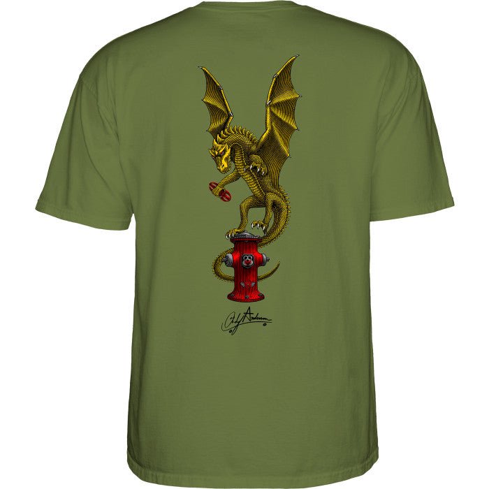 Powell Peralta Andy Anderson Vajra T-Shirt Military Green - SkateTillDeath.com