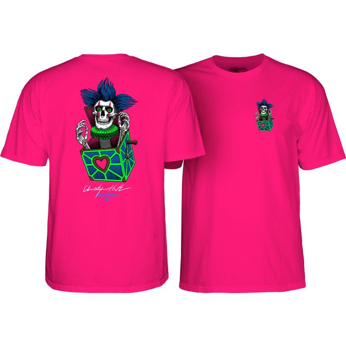 Powell Peralta Chris Hiett Skull T-Shirt Hot Pink - SkateTillDeath.com