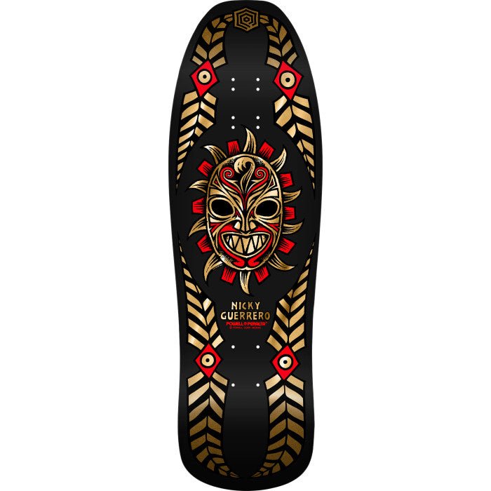 Powell Peralta Nicky Guerrero Mask Skateboard Deck Black / Gold Foil - 10 x 31.75 - SkateTillDeath.com