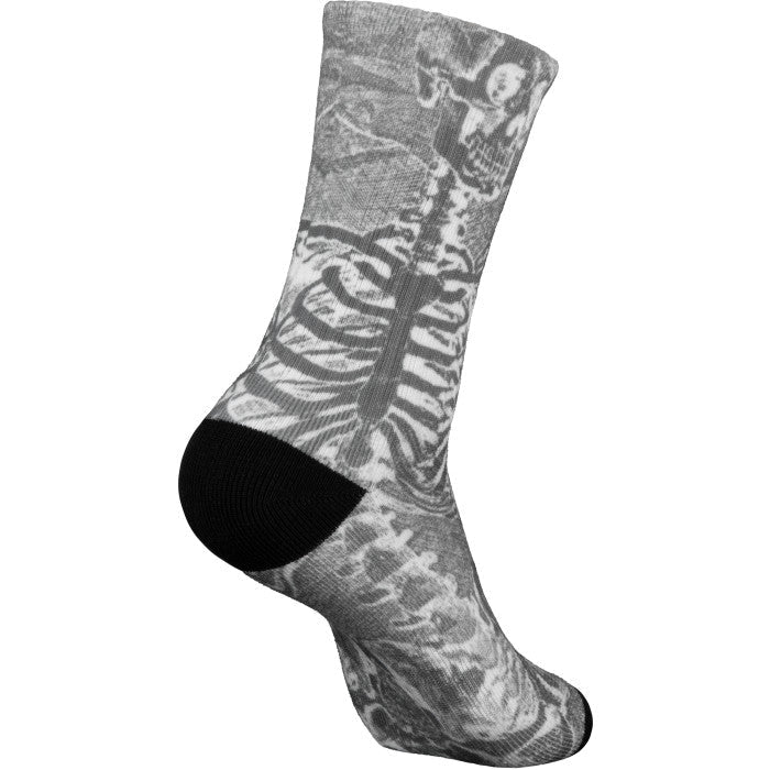 Powell Peralta SAS Skeleton Poly Blend Socks Charcoal - SkateTillDeath.com
