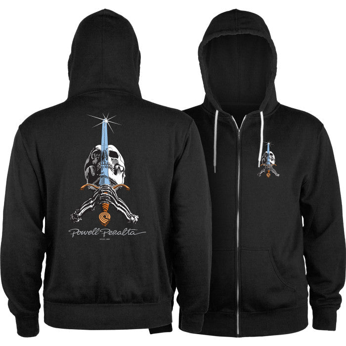 Powell Peralta Skull & Sword Lightweight Zip Hoodie Black