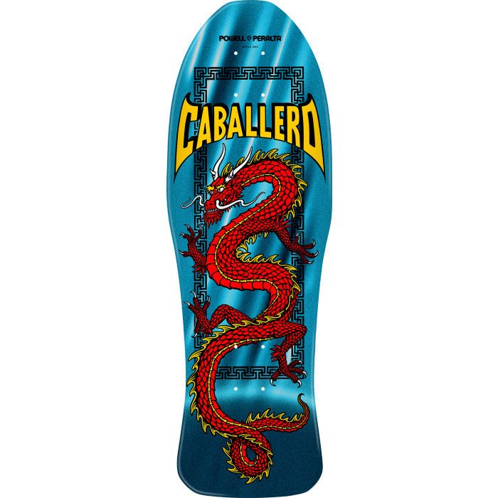 Powell Peralta Steve Caballero Chinese Dragon Reissue Skateboard Deck Aqua Foil - 10 x 30 - SkateTillDeath.com
