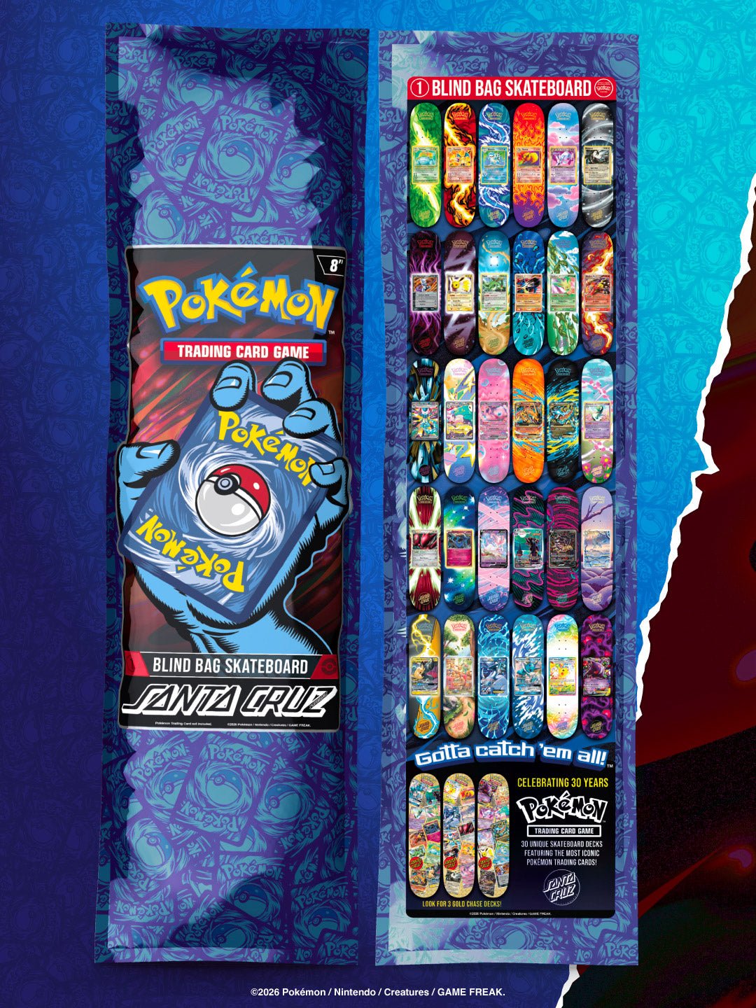 Skateboard Deck Santa Cruz x Pokemon 30 years - SkateTillDeath.com