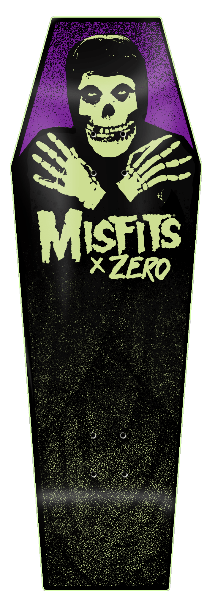 Zero x Misfits Fiend Coffin GITD Dip Skateboard Deck 9.5" - SkateTillDeath.com