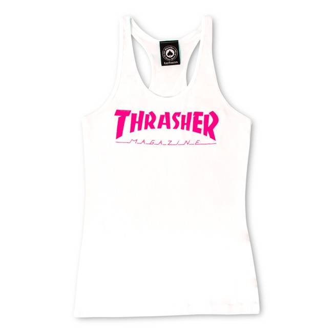 T-Shirt Thrasher magazine logo racerback tank white.