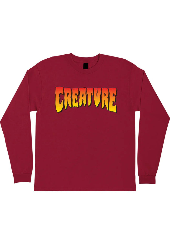 Creature Skateboards Longsleeve Shirt Logo Burgundy/Red - SkateTillDeath.com