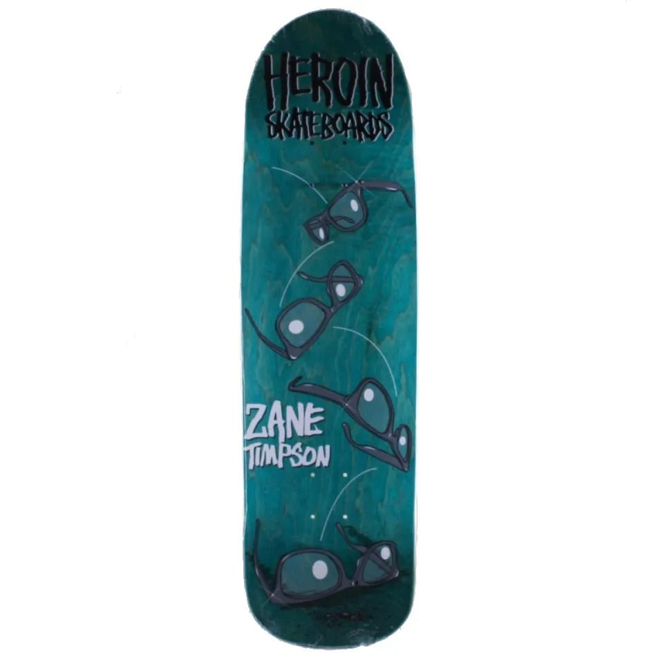 Heroin Skateboards Zane Timpson Glasses 9.0 Deck - SkateTillDeath.com