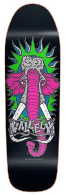 New Deal Mike Vallely Mammoth Neon Skateboard Deck Screen Printed / Flocked - SkateTillDeath.com