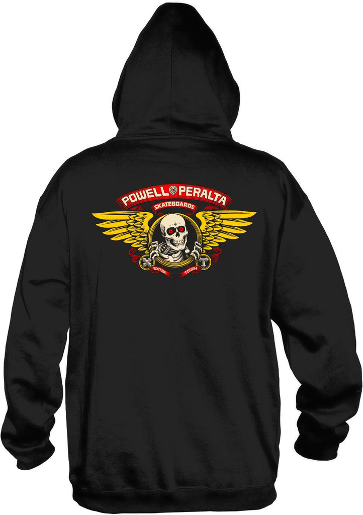 Powell Peralta Winged Ripper Hooded Sweatshirt Black - SkateTillDeath.com