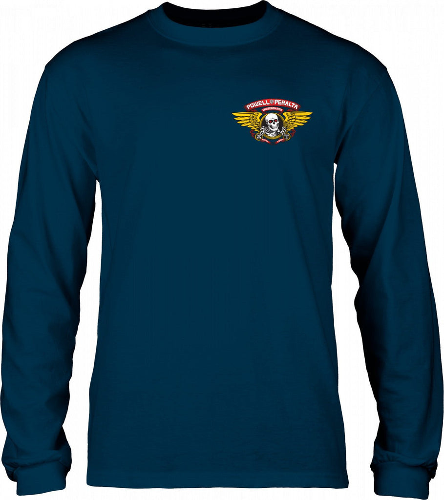 Powell Peralta Winged Ripper L/S Shirt Navy - SkateTillDeath.com