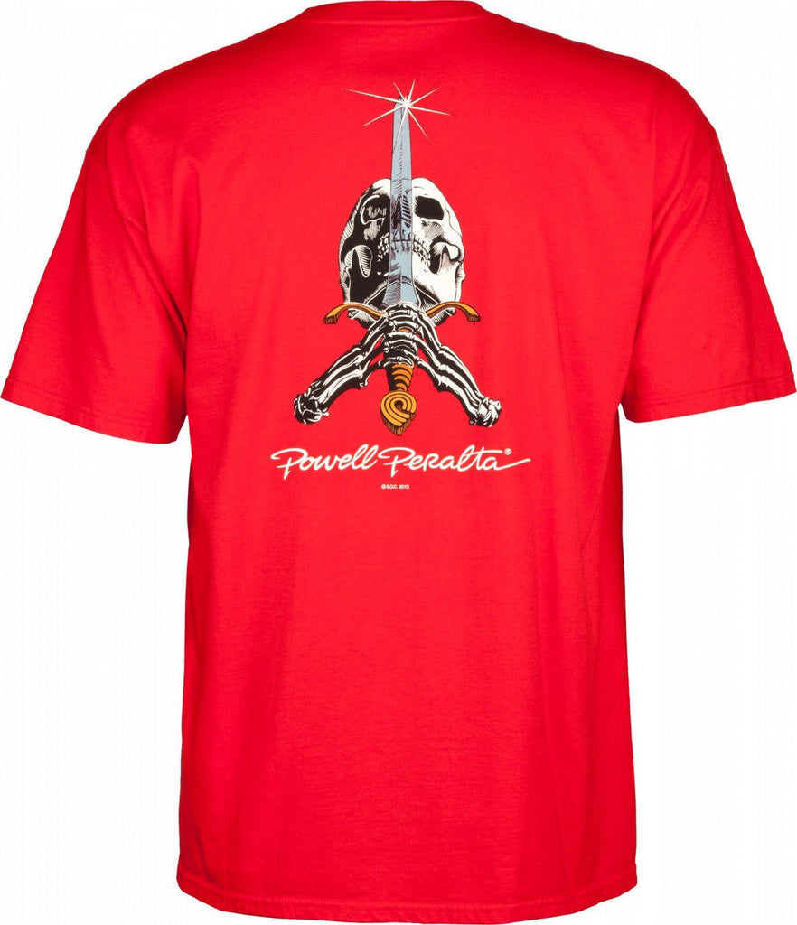 T-Shirt Powell Peralta Skull and Sword - Red - SkateTillDeath.com