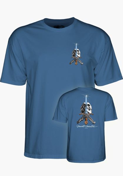 T-Shirt Powell Peralta Skull and Sword - Slate Blue - SkateTillDeath.com