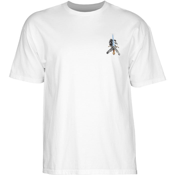 T-Shirt Powell Peralta Skull and Sword - White - SkateTillDeath.com
