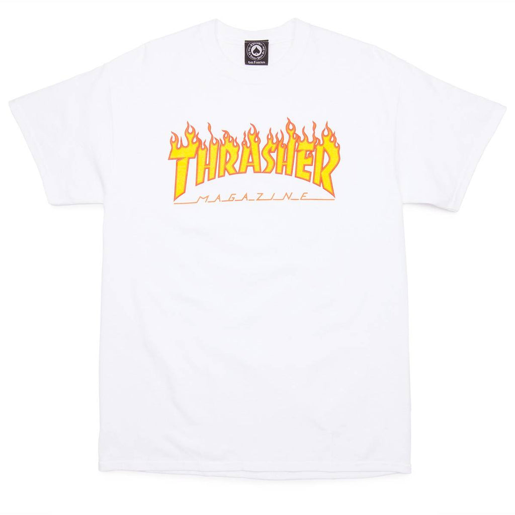 T-Shirt Thrasher Flame White - SkateTillDeath.com