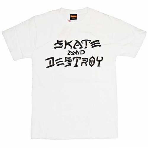 T-Shirt Thrasher Skate And Destroy White - SkateTillDeath.com