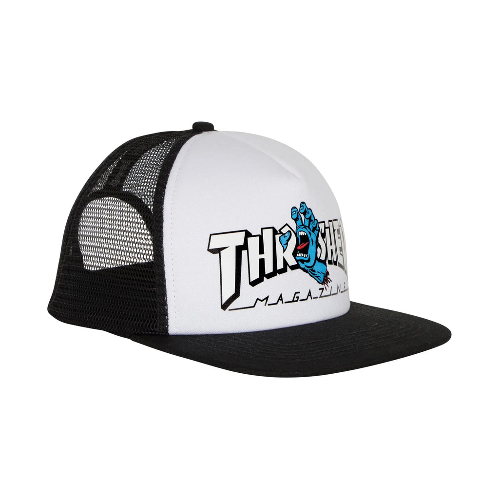 Thrasher Screaming Logo Trucker Santa Cruz Hat White - SkateTillDeath.com